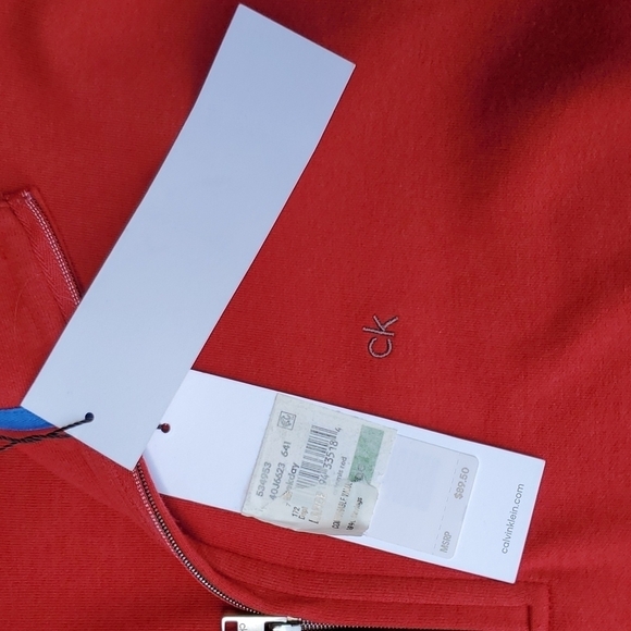 Calvin Klein Mens Classic Quarter Zip Pullover NWT  red Large - Picture 2 of 6
